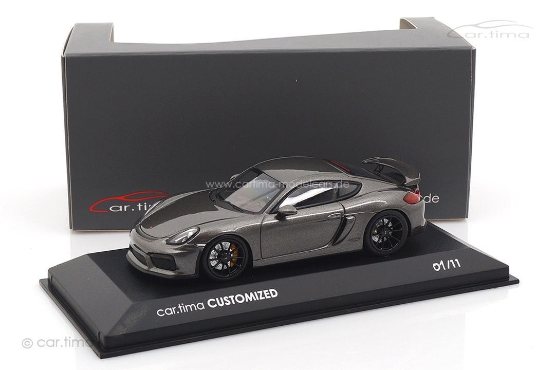 Porsche Cayman GT4 Achatgrau/Rad schwarz Minichamps car.tima CUSTOMIZED 1:43