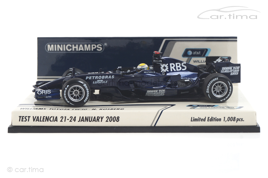 Williams Toyota FW30 Test Valencia 2008 Rosberg Minichamps 1:43 400080407 Williams Toyota FW30 Test Valencia 2008 Rosberg Minichamps 1:43 400080407