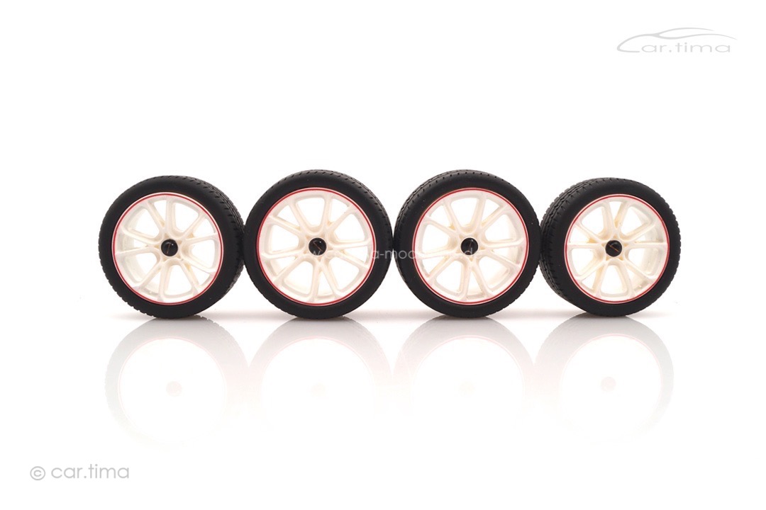Radsatz/Wheel set TECHART Formula VI Race weiß / roter Rand 1:18 CARXXX25016