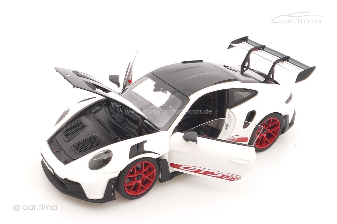 Porsche 911 (992) GT3 RS Weissach Package Weiß/Pyrorot Norev 1:18 187373