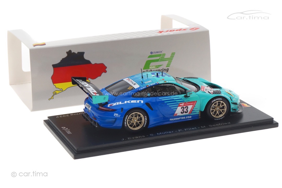 Porsche 911 GT3 R 24h Nürburgring 2022 Evans/Müller/Pilet/Seefried Spark 1:43 SG845 Porsche 911 GT3 R 24h Nürburgring 2022 Evans/Müller/Pilet/Seefried Spark 1:43 SG845