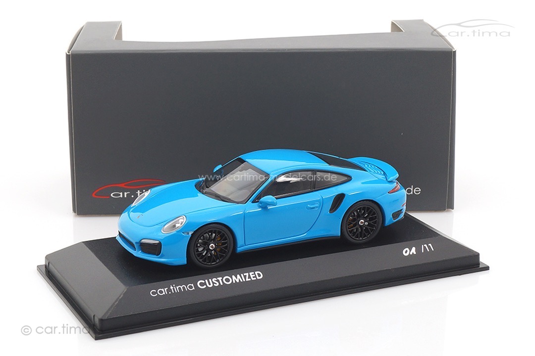 Porsche 911 (991) Turbo S Rivierablau/Rad schwarz Minichamps car.tima CUSTOMIZED 1:43