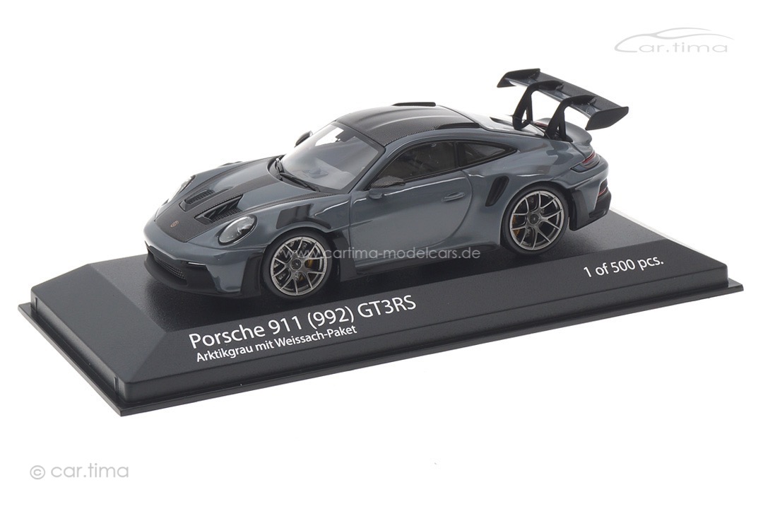 Porsche 911 (992) GT3 RS Weissach Paket Arktikgrau/Rad silber Minichamps 1:43 410062100 Porsche 911 (992) GT3 RS Weissach Paket Arktikgrau/Rad silber Minichamps 1:43 410062100
