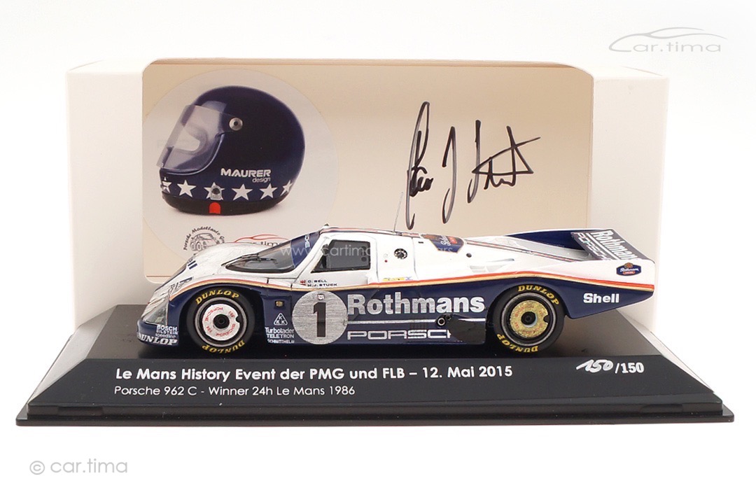 Porsche 962 C Winner 24h Le Mans PMG Le Mans History Event Originalsignatur H.J. Stuck Spark 1:43