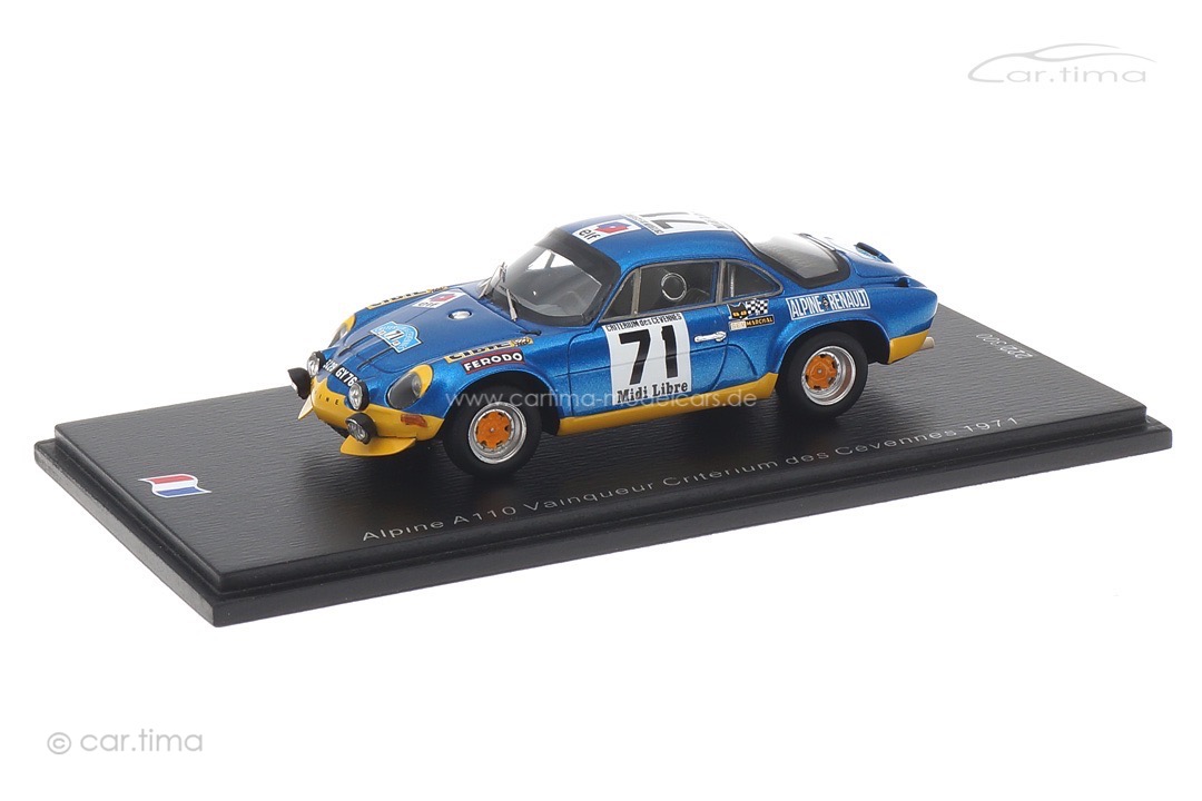 Miniature Alpine A110 1/43 – Vainqueur Critérium Des Cévennes 71 – Spark, Rallye