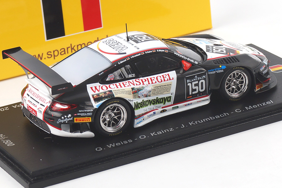Porsche 911 (997 II) GT3 R 24h Spa 2014 Menzel/Krumbach/Kainz/Weiss Spark 1:43 SB101 Porsche 911 (997 II) GT3 R 24h Spa 2014 Menzel/Krumbach/Kainz/Weiss Spark 1:43 SB101