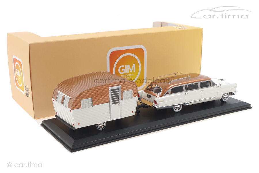 Lincoln Pioneer Station Wagon 1956 mit Wohnwagen weiß/kupfer GIM 1:43 GIM014A Lincoln Pioneer Station Wagon 1956 mit Wohnwagen weiß/kupfer GIM 1:43 GIM014A
