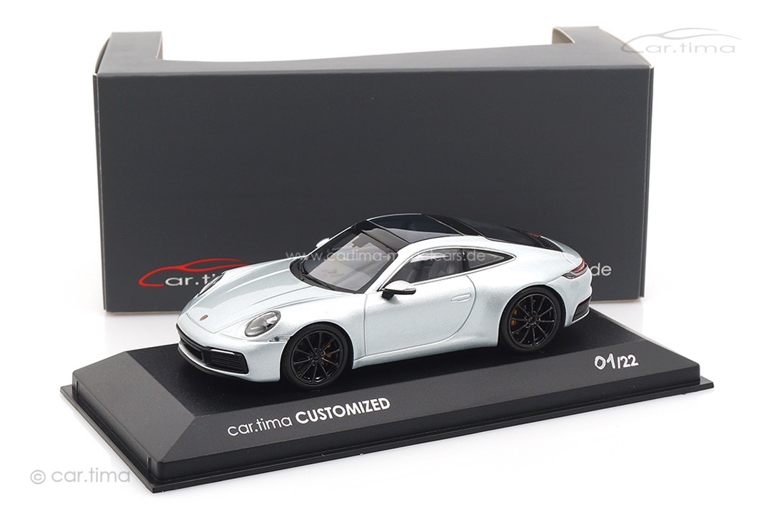 Porsche 911 (992) Carrera S Dolomitsilber/Rad schwarz Minichamps car.tima CUSTOMIZED 1:43