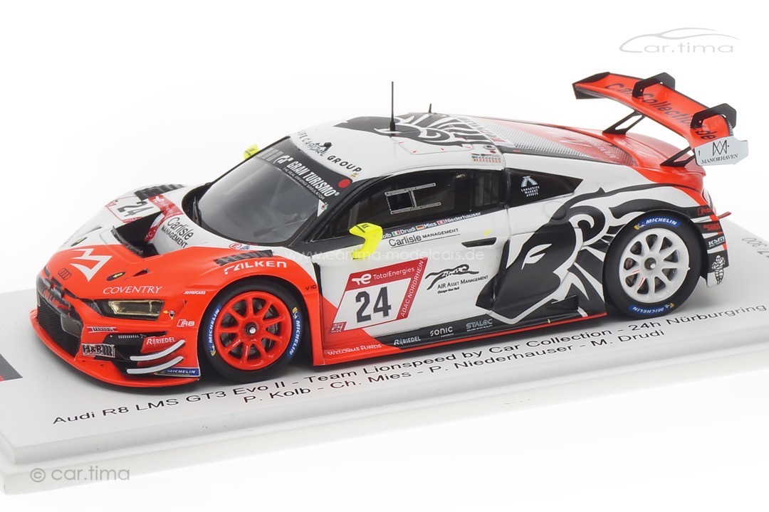 Audi R8 LMS GT3 Evo II 24h Nürburgring 2022 Kolb/Mies/Niederhauser/Drudi Spark 1:43 FF016 Audi R8 LMS GT3 Evo II 24h Nürburgring 2022 Kolb/Mies/Niederhauser/Drudi Spark 1:43 FF016