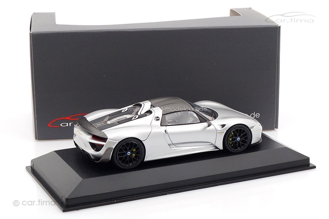 Porsche 918 Spyder Weissach Paket Rhodiumsilber/Rad schwarz Minichamps car.tima CUSTOMIZED 1:43