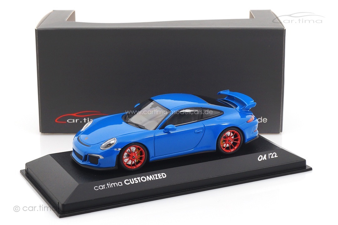 Porsche 911 (991) GT3 Voodoo blau/Rad rot Minichamps car.tima CUSTOMIZED 1:43