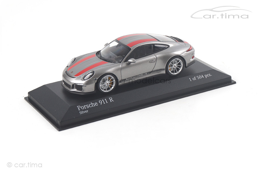 Porsche 911 (991) R silber/Dekorstreifen rot Minichamps 1:43 410066222 Porsche 911 (991) R silber/Dekorstreifen rot Minichamps 1:43 410066222