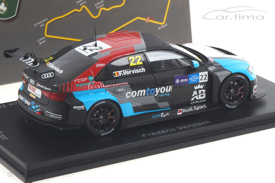 Audi RS3 LMS Winner WTCR Macau 2018 Frédéric Vervisch Spark 1:43 SA205 Audi RS3 LMS Winner WTCR Macau 2018 Frédéric Vervisch Spark 1:43 SA205