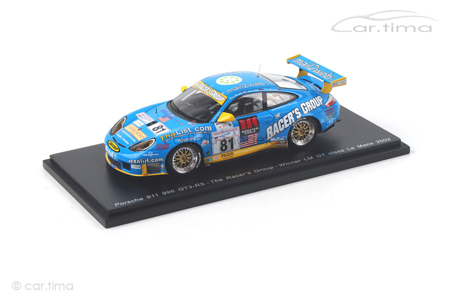 Porsche 911 (996) GT3 RS Class Winner 24h Le Mans 2002 Buckler/Bernhard/Luhr Spark 1:43 S5517 Porsche 911 (996) GT3 RS Class Winner 24h Le Mans 2002 Buckler/Bernhard/Luhr Spark 1:43 S5517