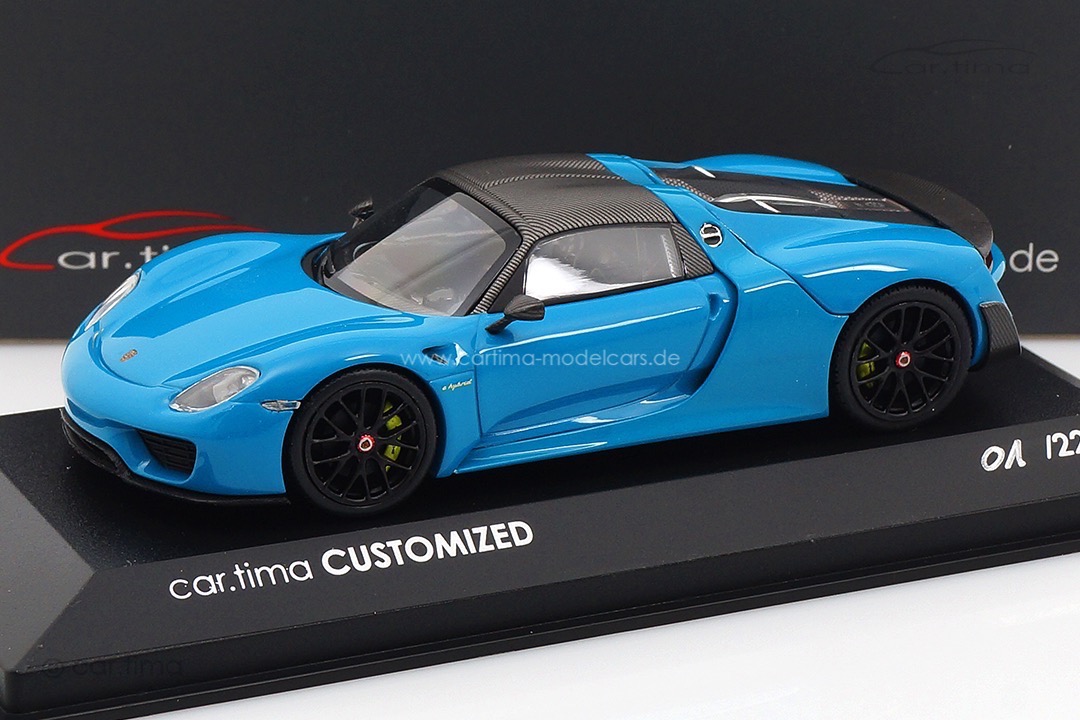 Porsche 918 Spyder Weissach Paket Miami blue/Rad schwarz Minichamps car.tima CUSTOMIZED 1:43