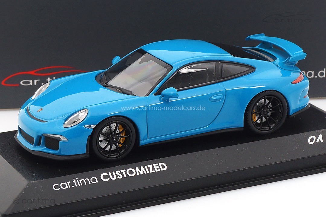 Porsche 911 (991) GT3 Rivierablau/Rad schwarz Minichamps car.tima CUSTOMIZED 1:43