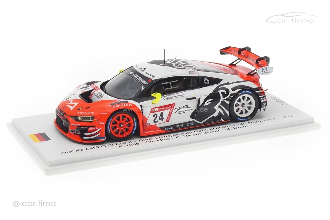 Audi R8 LMS GT3 Evo II 24h Nürburgring 2022 Kolb/Mies/Niederhauser/Drudi Spark 1:43 FF016 Audi R8 LMS GT3 Evo II 24h Nürburgring 2022 Kolb/Mies/Niederhauser/Drudi Spark 1:43 FF016