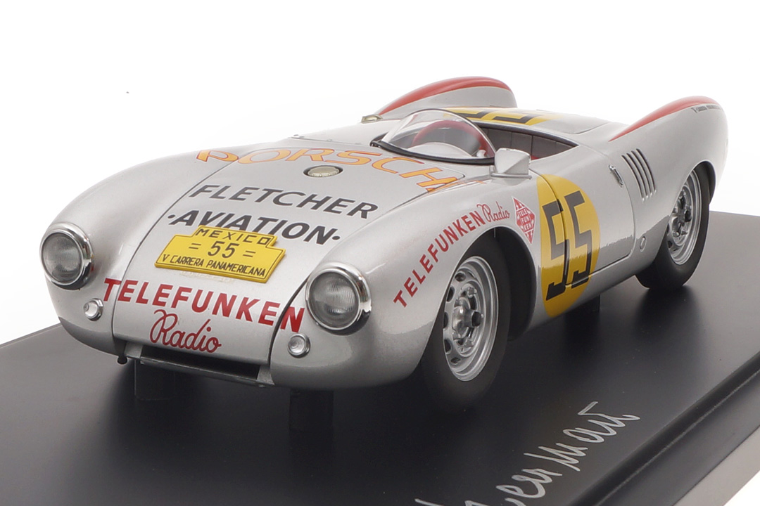 Porsche 550 1500 RS Spyder Carrera Panamericana 1954 Originalsignatur Hans Herrmann AutoArt 1:18 CAC01824008