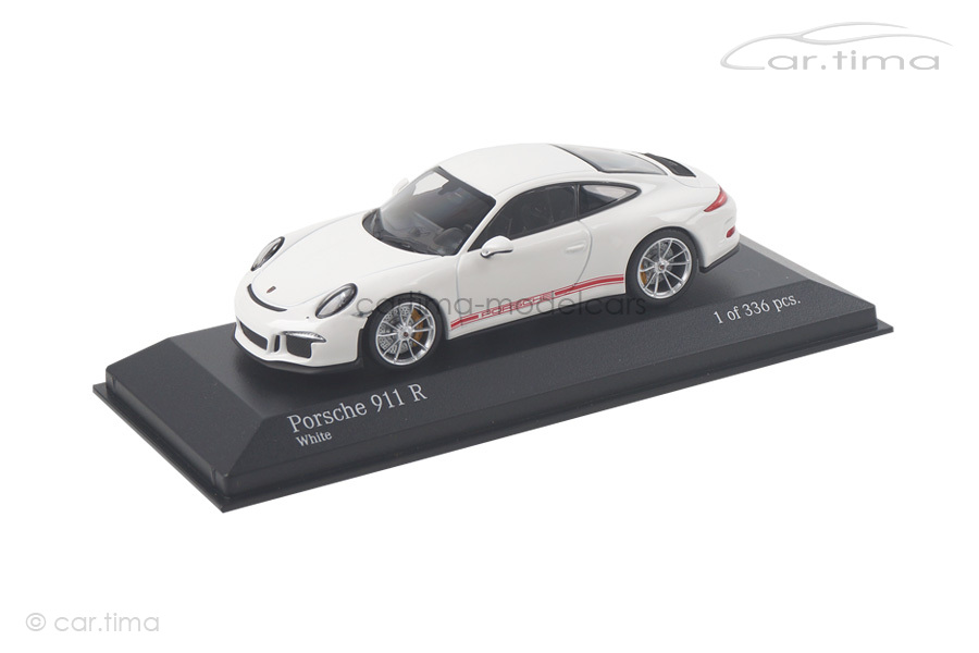 Porsche 911 (991) R weiß/Schrift rot Minichamps 1:43 410066221 Porsche 911 (991) R weiß/Schrift rot Minichamps 1:43 410066221