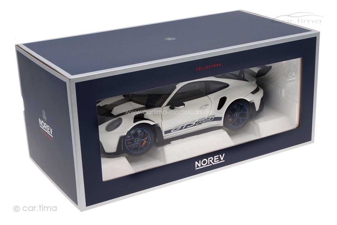 Porsche 911 (992) GT3 RS Weissach Package Weiß/Indigoblau Norev 1:18 187353 Porsche 911 (992) GT3 RS Weissach Package Weiß/Indigoblau Norev 1:18 187353