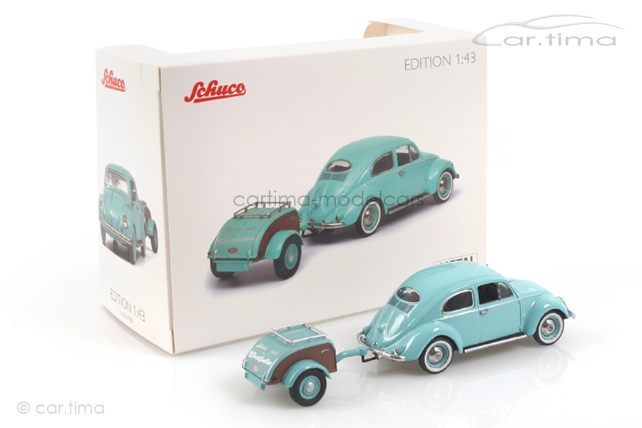 VW Käfer Ovali mit Westfalia-Anhänger türkis Schuco 1:43 450269900 VW Käfer Ovali mit Westfalia-Anhänger türkis Schuco 1:43 450269900