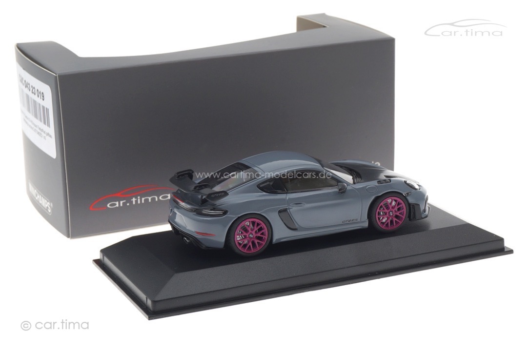 Porsche 718 Cayman GT4 RS Arktikgrau/Rad sternrubin Minichamps car.tima CUSTOMIZED 1:43 Porsche 718 Cayman GT4 RS Arktikgrau/Rad sternrubin Minichamps car.tima CUSTOMIZED 1:43