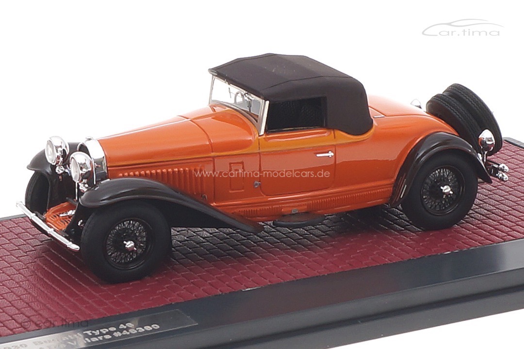 Bugatti Type 46 Cabriolet de Villars 1930 orange geschlossen Matrix 1:43 MX50205-062