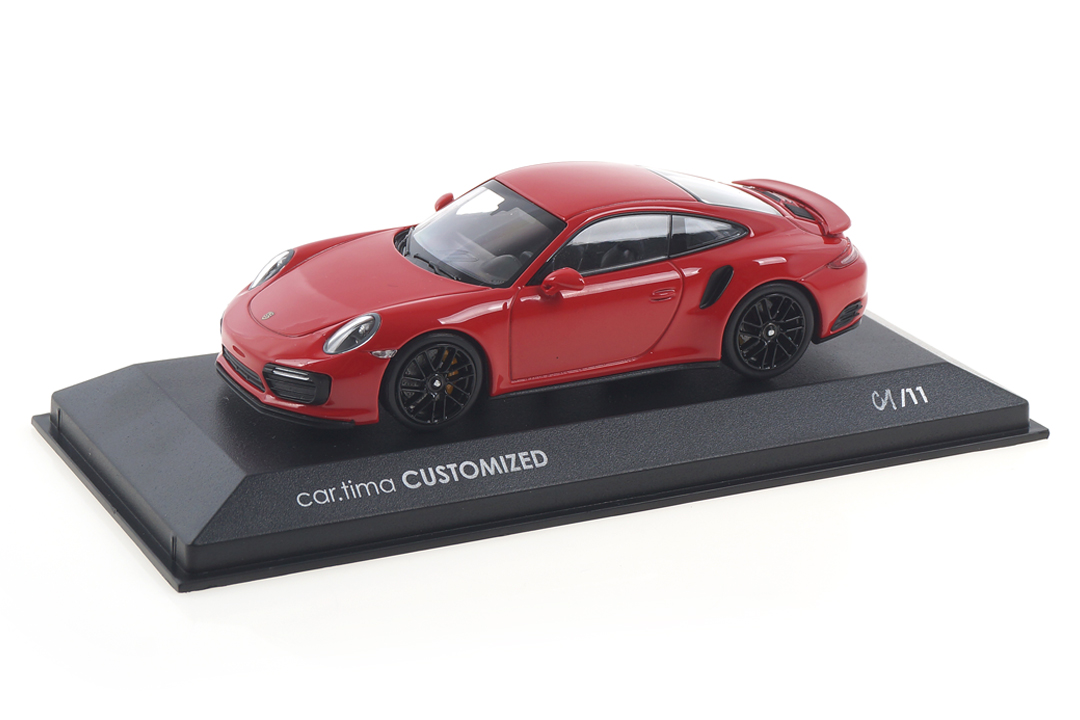 Porsche 911 (991 II) Turbo S Indischrot/Rad schwarz Minichamps car.tima CUSTOMIZED