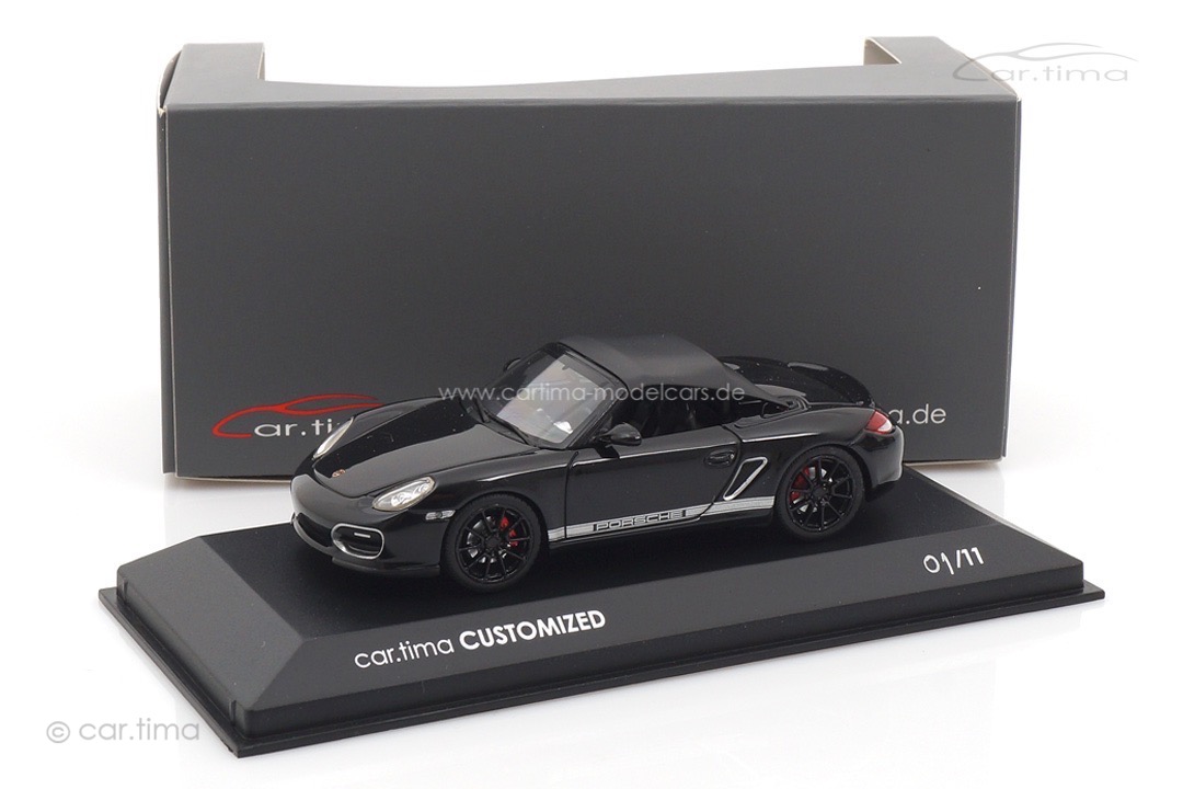 Porsche Boxster Spyder (987) Schwarz/Rad schwarz Minichamps car.tima CUSTOMIZED 1:43