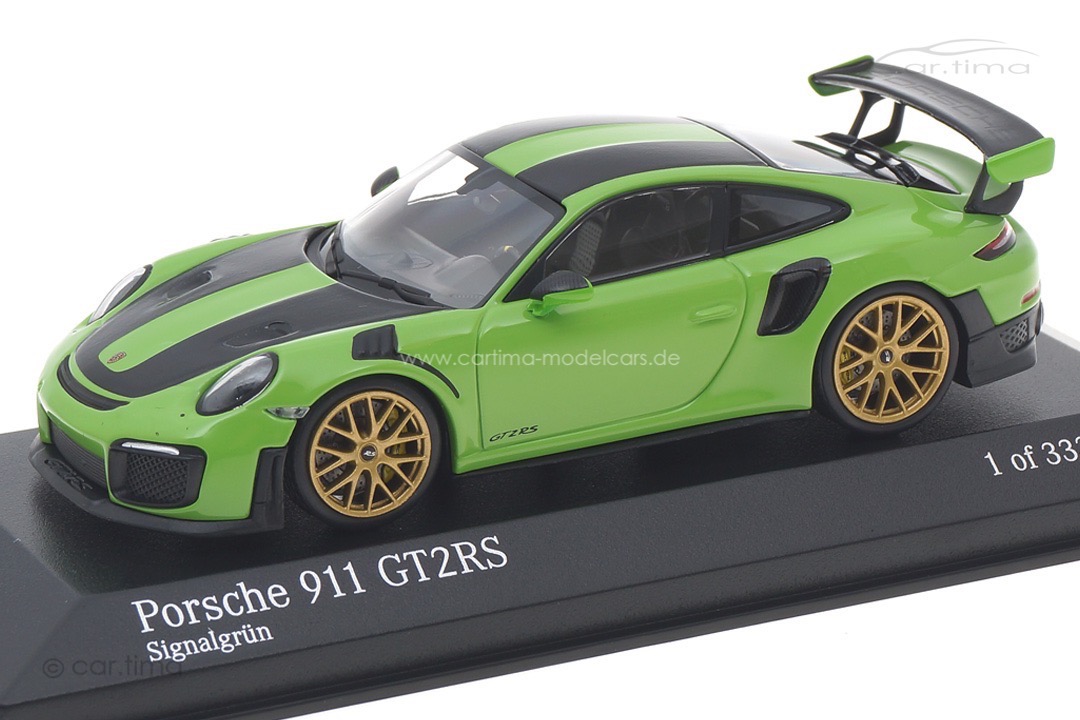 Porsche 911 (991) GT2 RS Weissach Package Signalgrün/Rad Aurum Minichamps 1:43 413067283