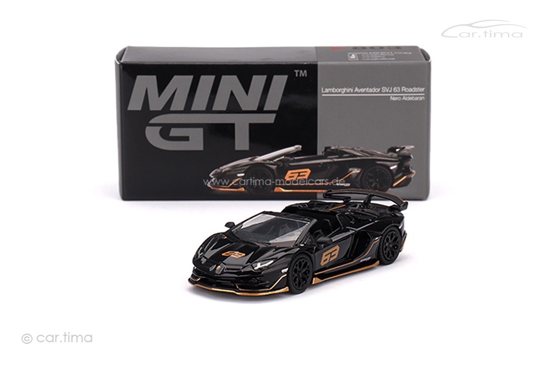 Lamborghini Aventador SVJ 63 Roadster Nero Aldebaran MINI GT 1:64 MGT00803-L