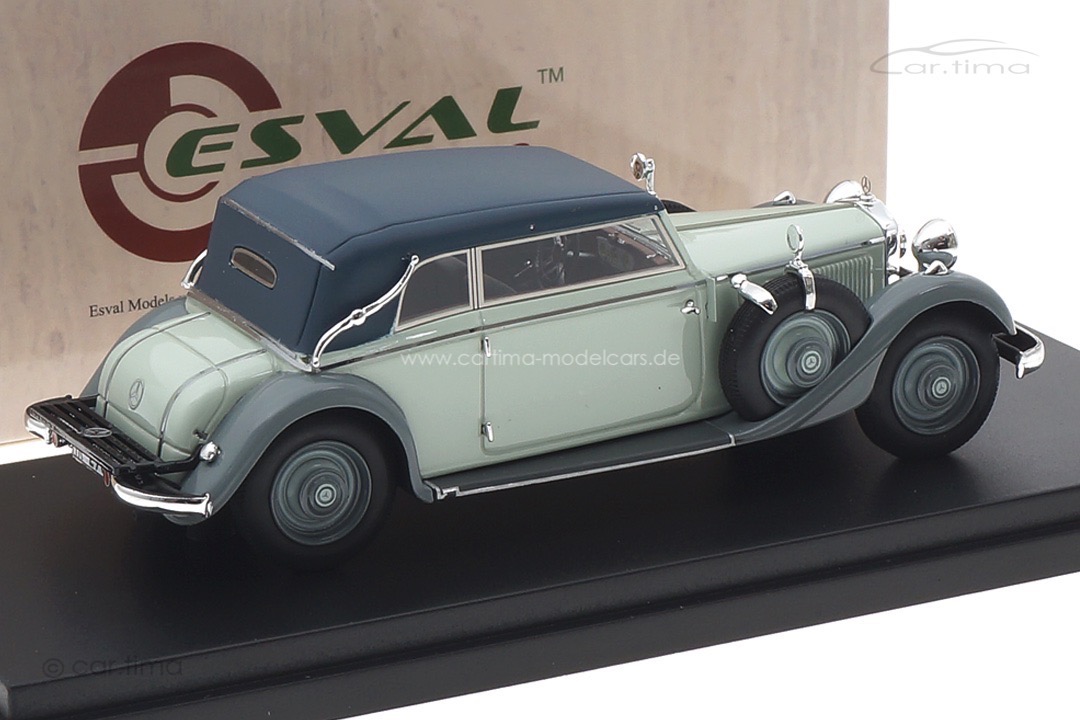 Mercedes-Benz 290 W18 lang cabriolet B 1933-36 geschlossen zweifarbig grau Esval 1:43 EMEU43043F