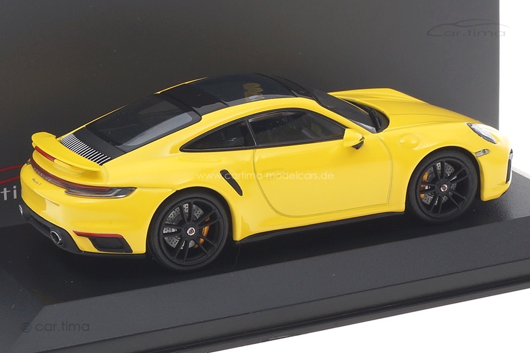 Porsche 911 (992) Turbo S Racinggelb/Rad schwarz Minichamps car.tima CUSTOMIZED CAC04321032
