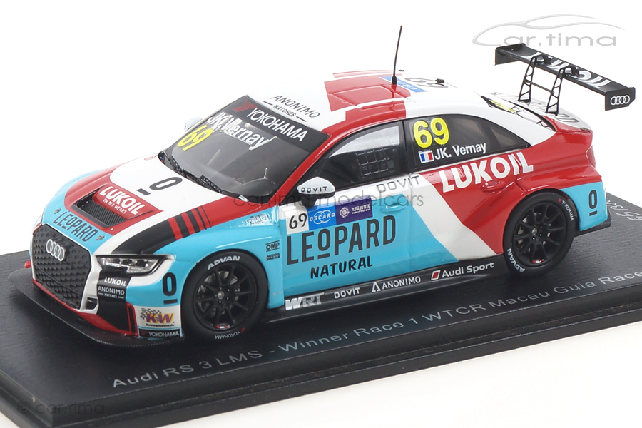 Audi RS3 LMS Winner WTCR Macau 2018 Jean-Karl Vernay Spark 1:43 SA202 Audi RS3 LMS Winner WTCR Macau 2018 Jean-Karl Vernay Spark 1:43 SA202