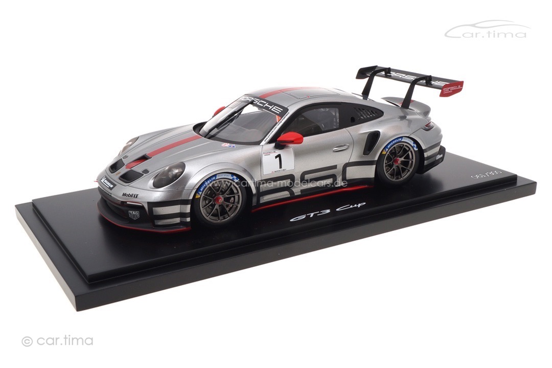 Porsche 911 (992) GT3 Cup Racing Experience Edition GT-Silber/rot Spark 1:18 WAP0211500NGTC