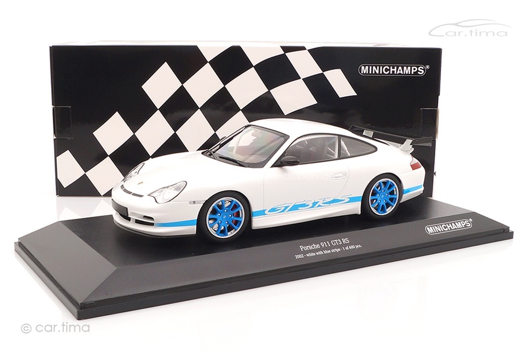 Porsche 911 (996) GT3 RS Weiß/blau Minichamps 1:18 155062021