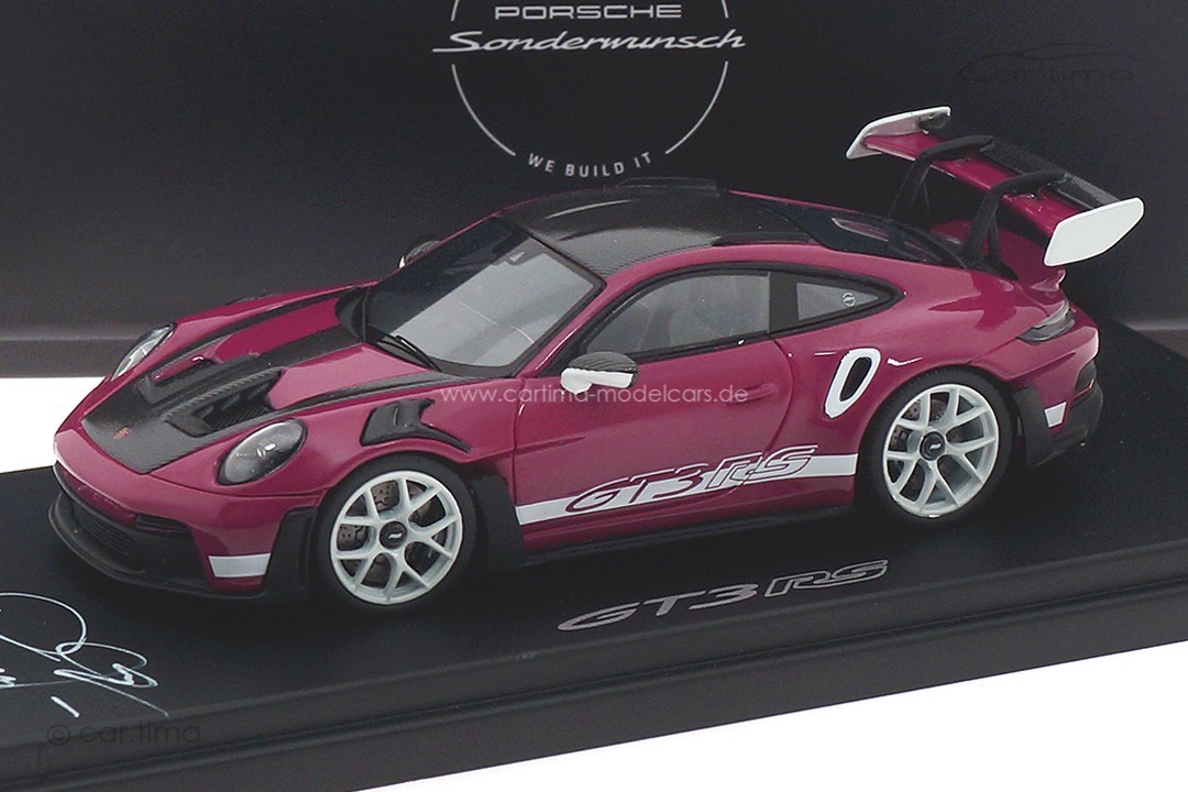Porsche 911 (992) GT3 RS Sonderwunsch Sternrubin Originalsignatur Andreas Preuninger 1:43