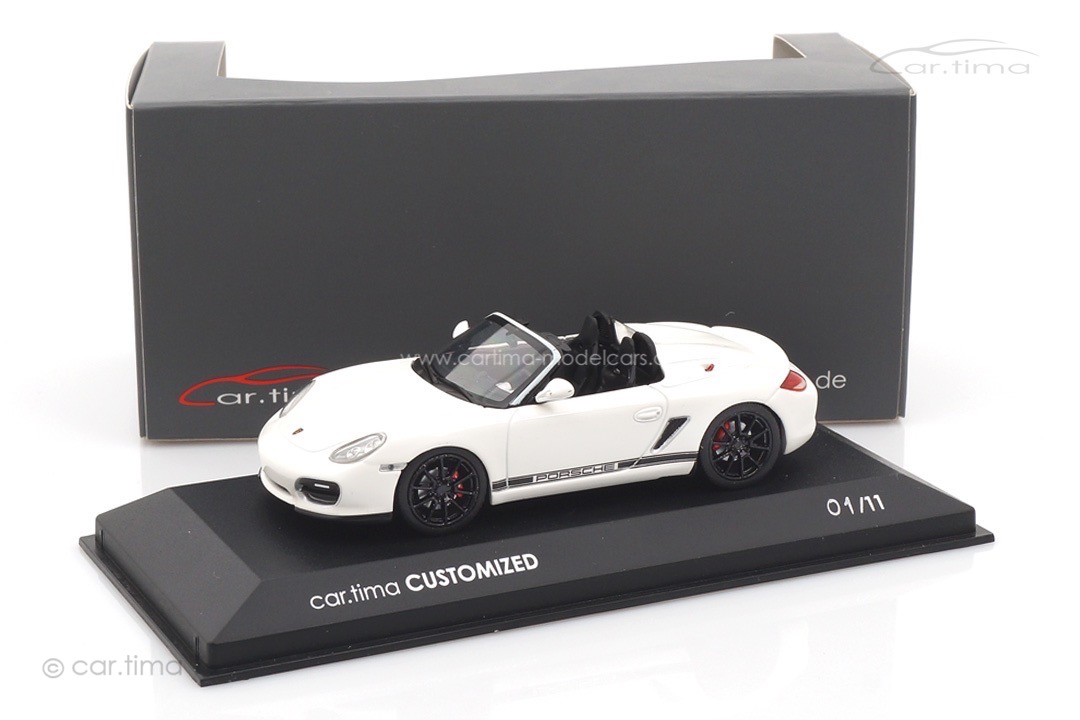 Porsche Boxster Spyder (987) Weiß/Rad schwarz Minichamps car.tima CUSTOMIZED 1:43