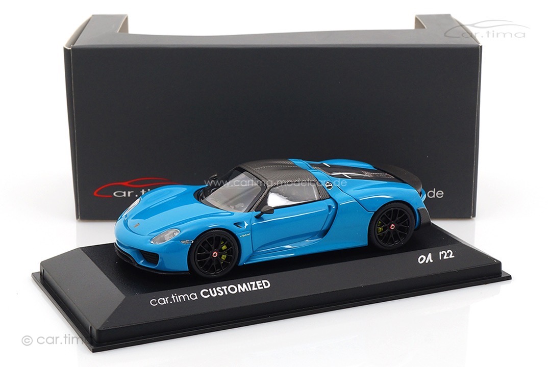 Porsche 918 Spyder Weissach Paket Miami blue/Rad schwarz Minichamps car.tima CUSTOMIZED 1:43