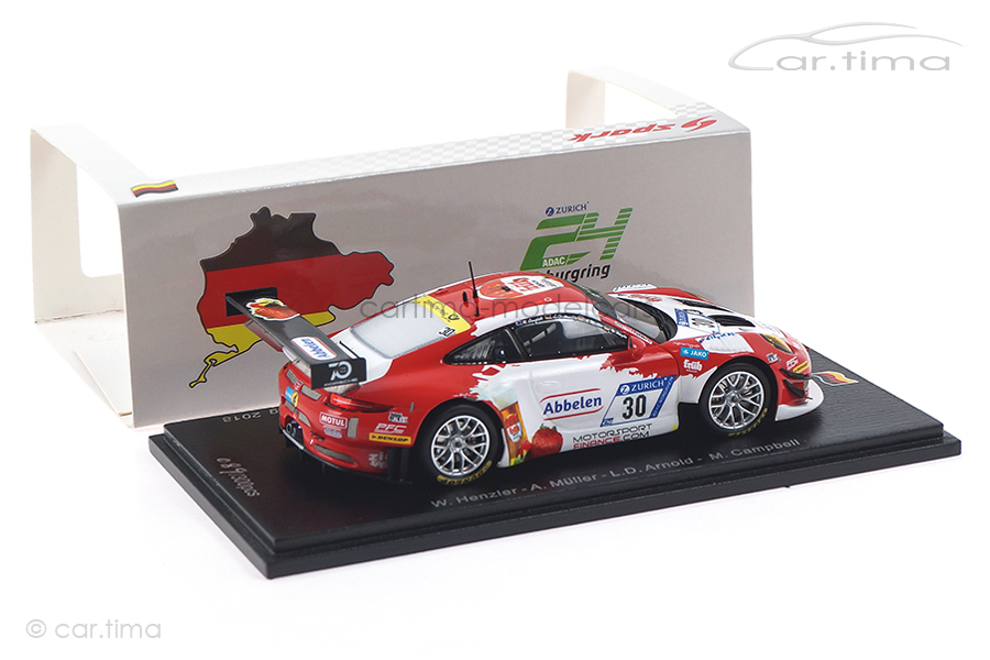 Porsche 911 GT3 R 24h Nürburgring 2018 Arnold/Henzler/Müller Spark 1:43 SG408 Porsche 911 GT3 R 24h Nürburgring 2018 Arnold/Henzler/Müller Spark 1:43 SG408