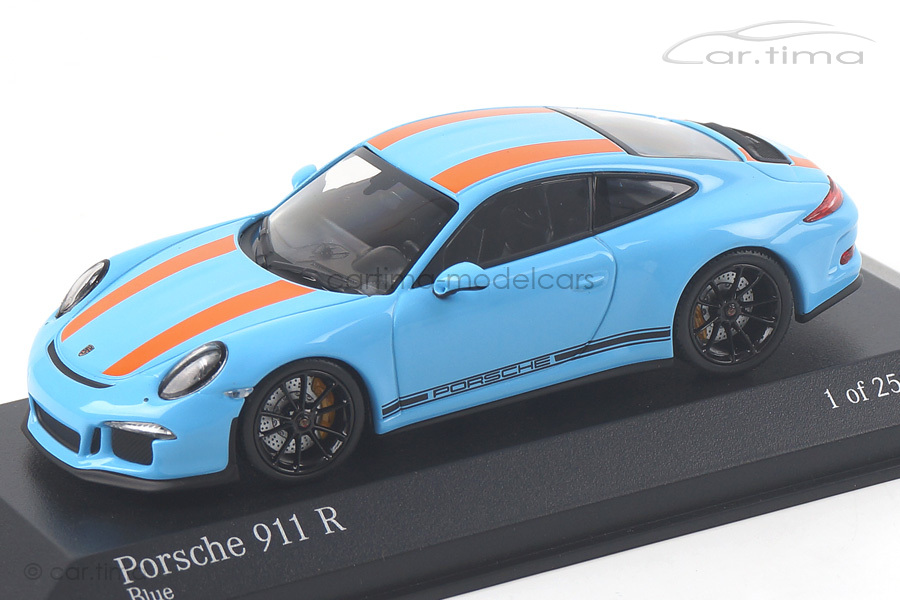 Porsche 911 (991) R Gulfblau/Dekorstreifen orange Minichamps 1:43 413066227
