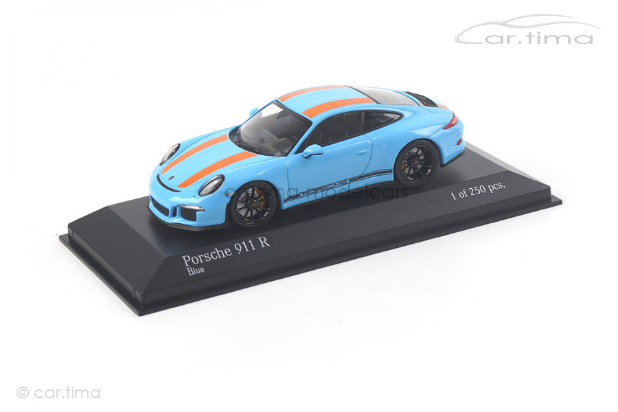Porsche 911 (991) R Gulfblau/Dekorstreifen orange Minichamps 1:43 413066227