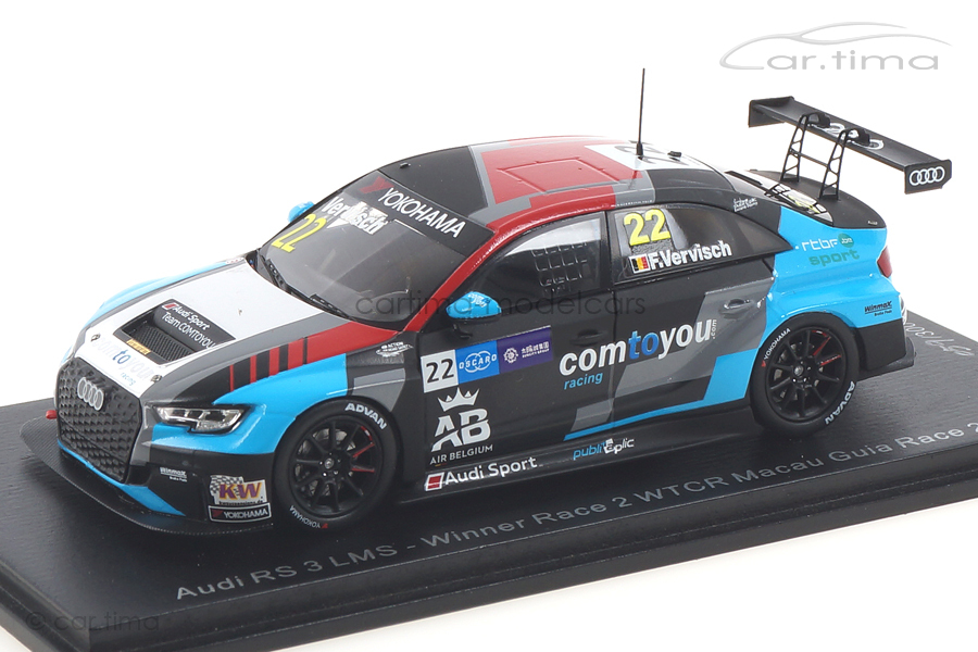 Audi RS3 LMS Winner WTCR Macau 2018 Frédéric Vervisch Spark 1:43 SA205 Audi RS3 LMS Winner WTCR Macau 2018 Frédéric Vervisch Spark 1:43 SA205
