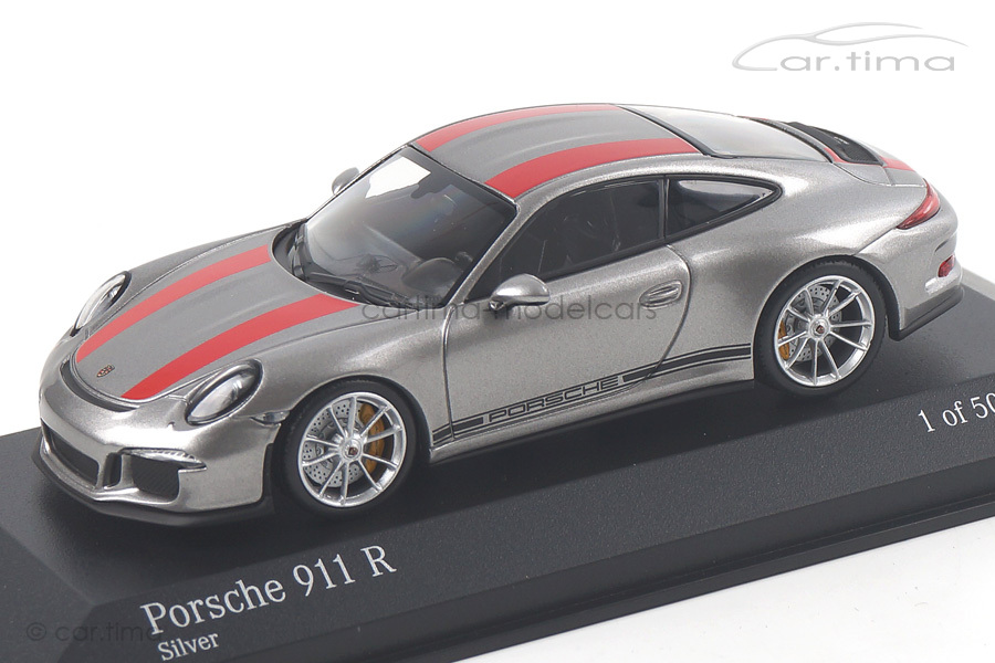 Porsche 911 (991) R silber/Dekorstreifen rot Minichamps 1:43 410066222