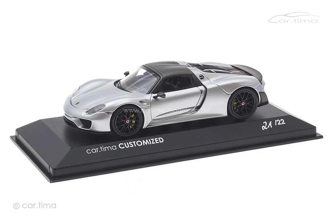 Porsche 918 Spyder Weissach Paket - silber / Rad schwarz - Minichamps - car.tima CUSTOMIZED Porsche 918 Spyder Weissach Paket - silber / Rad schwarz - Minichamps - car.tima CUSTOMIZED