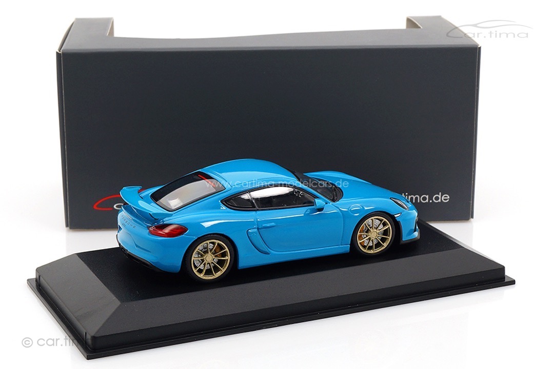 Porsche Cayman GT4 Miami blau/Rad lime gold Minichamps car.tima CUSTOMIZED 1:43