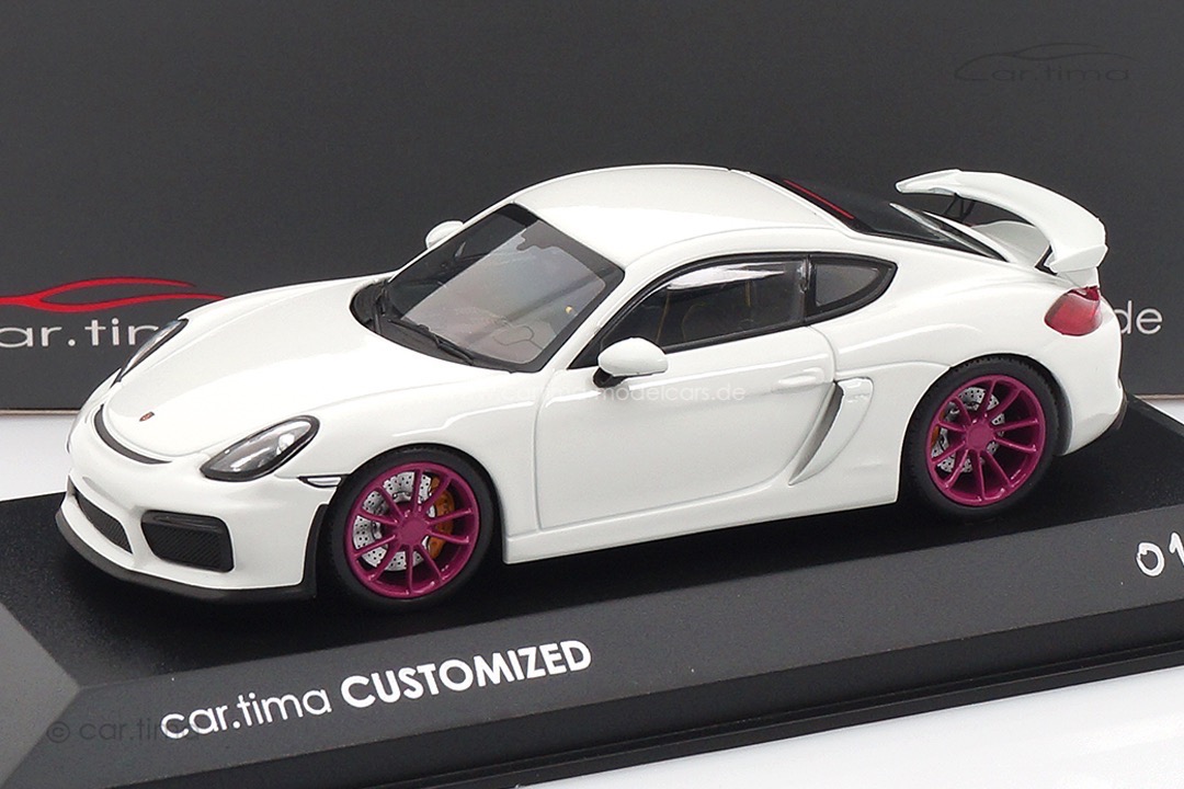 Porsche Cayman GT4 Weiß/Rad sternrubin Minichamps car.tima CUSTOMIZED 1:43