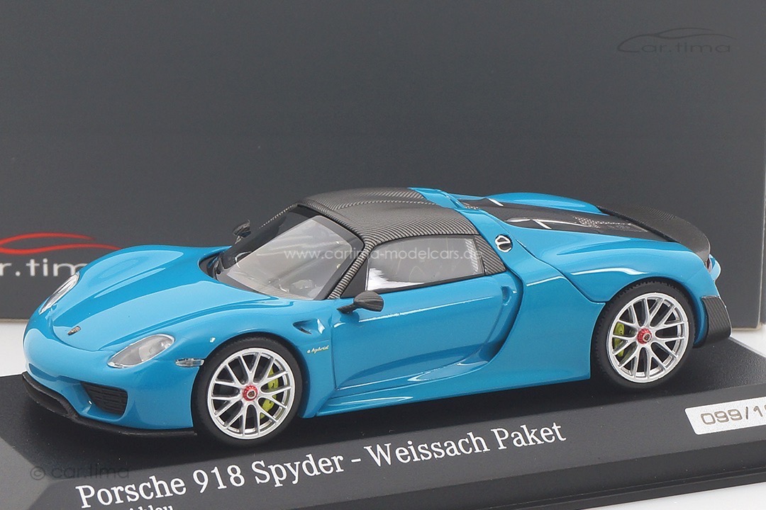 Porsche 918 Spyder Weissach Package Miami blue Minichamps 1:43 CA04316011