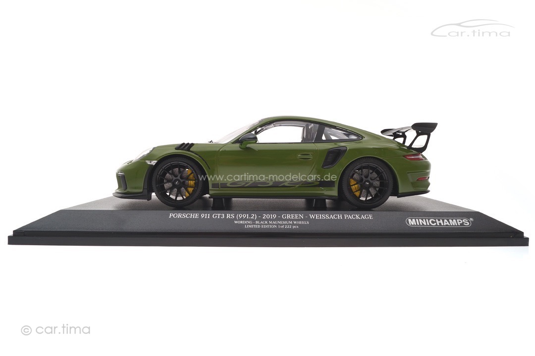 Porsche 911 (991 II) GT3 RS Weissach Paket 2019 grün/Rad schwarz Minichamps 1:18 155068232