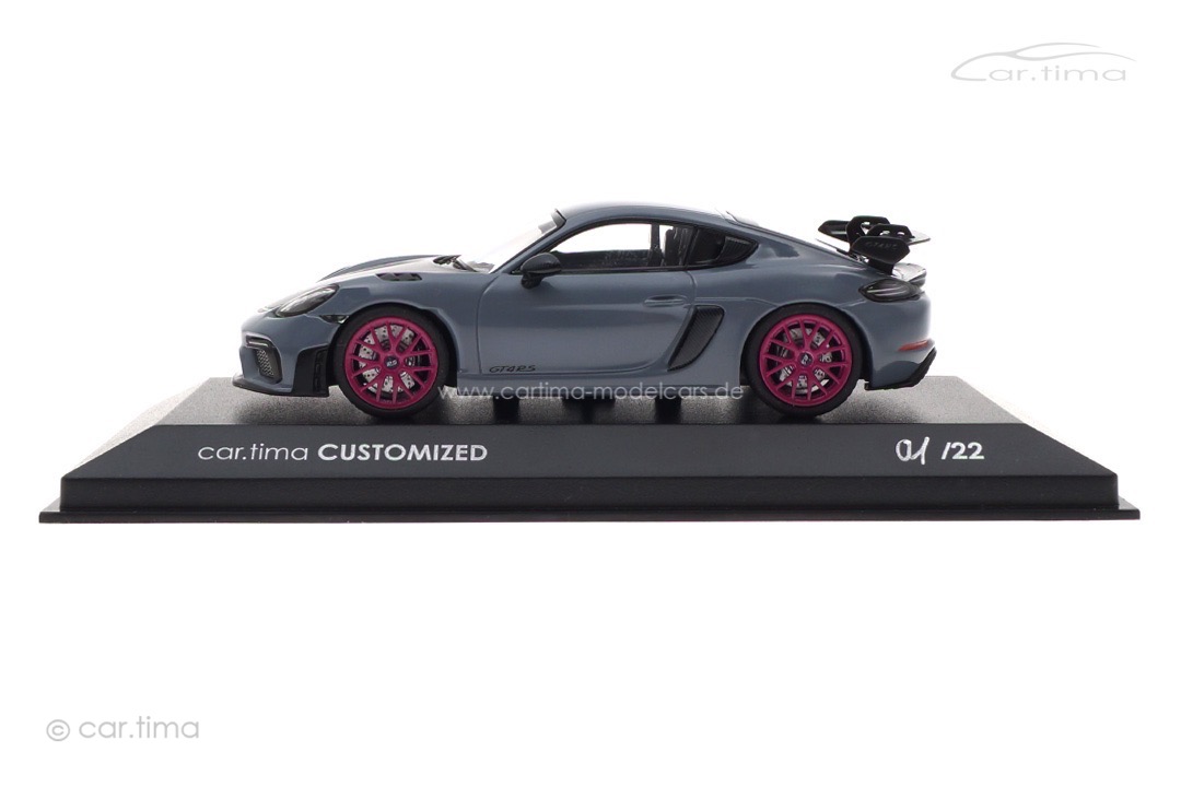 Porsche 718 Cayman GT4 RS Arktikgrau/Rad sternrubin Minichamps car.tima CUSTOMIZED 1:43 Porsche 718 Cayman GT4 RS Arktikgrau/Rad sternrubin Minichamps car.tima CUSTOMIZED 1:43